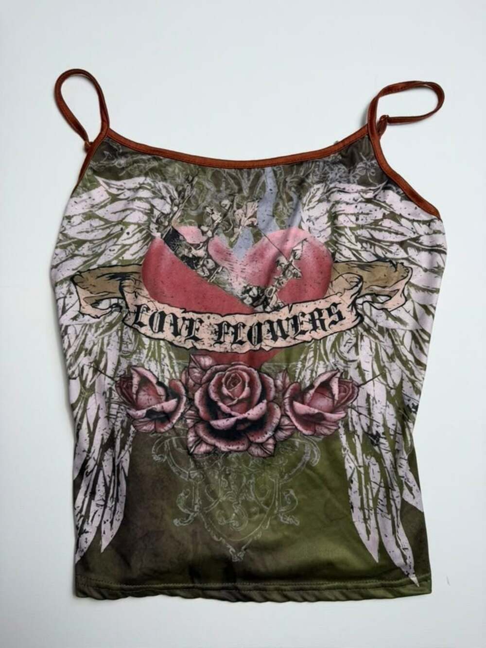 Grunge Fairycore Sexy Camisole Sexy Graphic Wing & Heart Design Tank Top